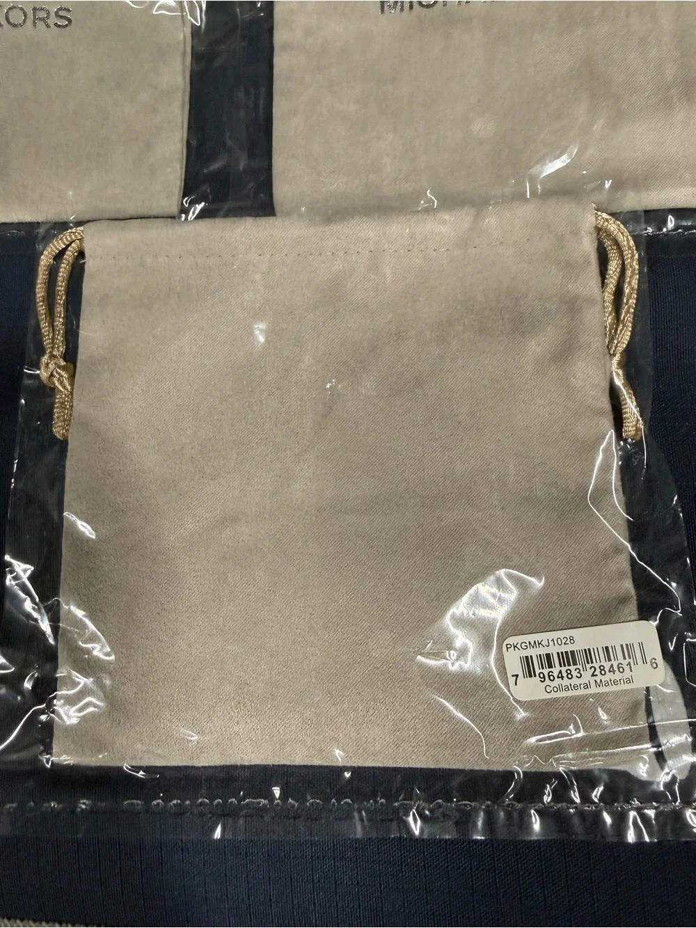 NEW Michael Kors Beige Drawstring Jewelry Pouches With Silver Logo - Set of 5